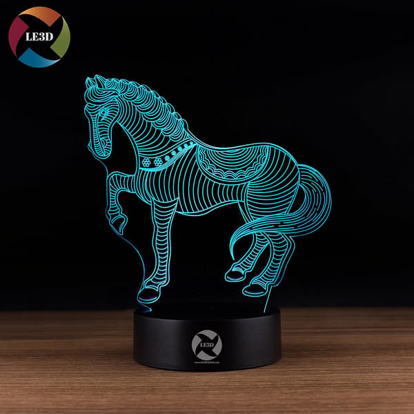 3D Optisk Illusjon Nattlys - 7 LED Fargeskiftende Lampe