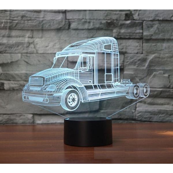 3D Lastebil Traktor Bil Lampe Nattlys Touch Bordlampe Optisk