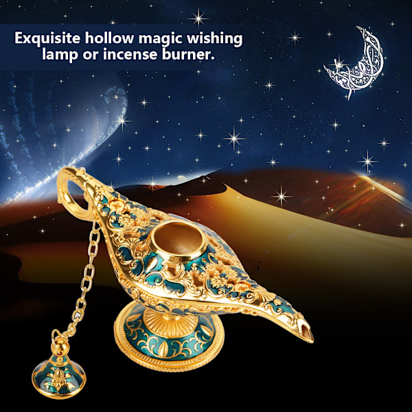 Metall Utskåret Hul Legend Lampe Hul Aladdin Magisk Genie Lys Ønskepot Dekor (#2)