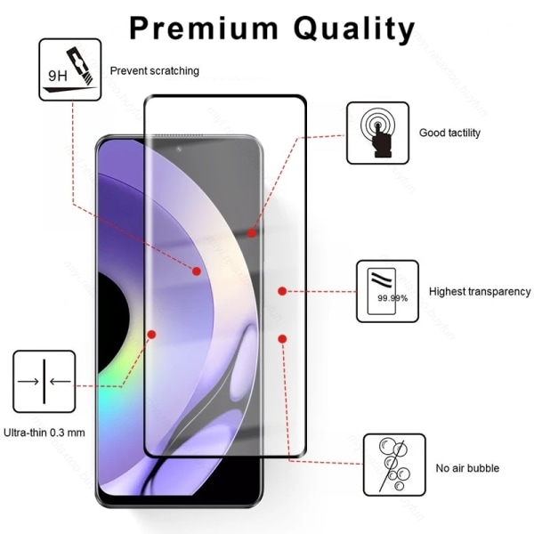 9D böjd skyddsglas för Realme 10 4G skärmskydd härdat glas