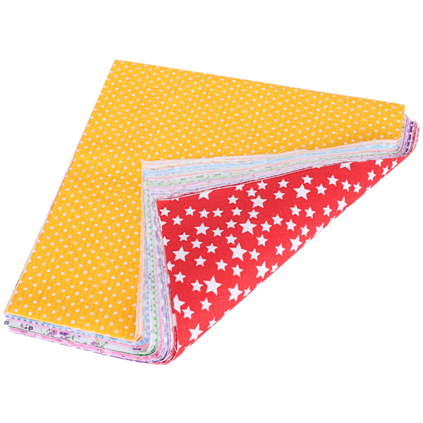 Stoff til quilting i 50 farger, bomullstrykk, DIY håndlagde sytilbehør 25 x 25 cm