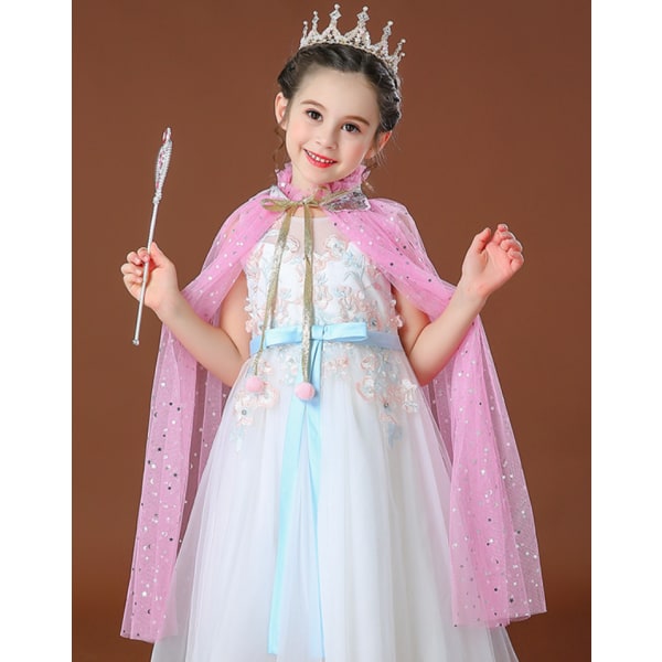 Princesse Tulle Kappe med Krone Halskæde Armbånd Tryllestav Prinsesse Udklædningstøj til Små Piger Børn Multicolour+Blue Jewelry L(75CM)