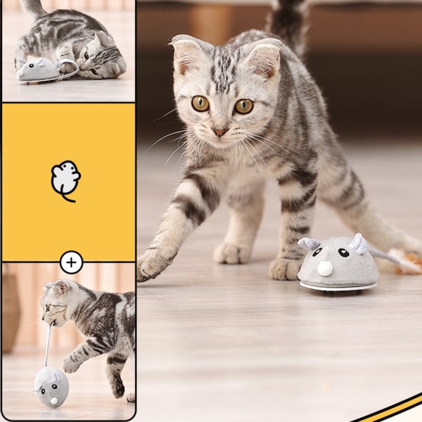 Cat Mouse Toy USB Lading Naturtro Trygg Interaktiv Kattunge Automatisk Moving Mus Leke for innendørs
