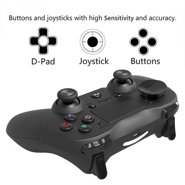 Trådlös BT Gamepad Spelkontroll Pekplatta Ergonomisk Joyst Black