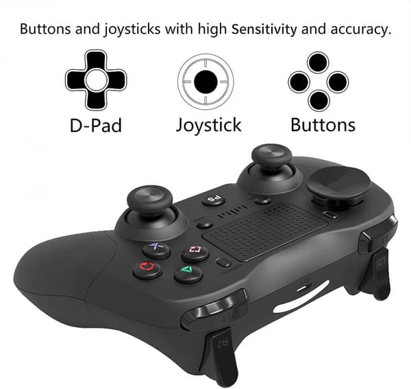 Trådløs BT Gamepad Spilcontroller Touchpad Ergonomisk Joyst White