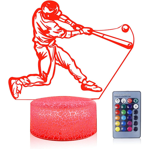 3D Illusion Baseball Nattlampa 16 Färgförändring