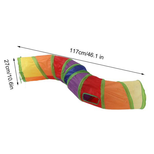 Iridescent sammenleggbar kattetunnel med interaktiv ball og 4 dører for valp kattunge kanin