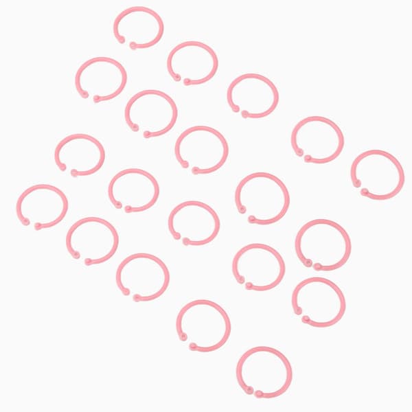 20 stk. bogbinderinge, fleksible løse blads spænder, 30 mm papir enkelt ring til kortfiler, pink