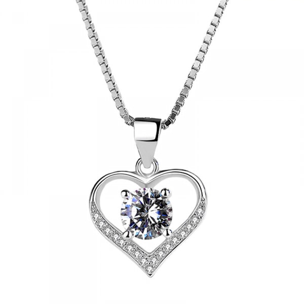 S925 Sterling Silver Lucky Love Heart Halsband för Kvinnor Dau