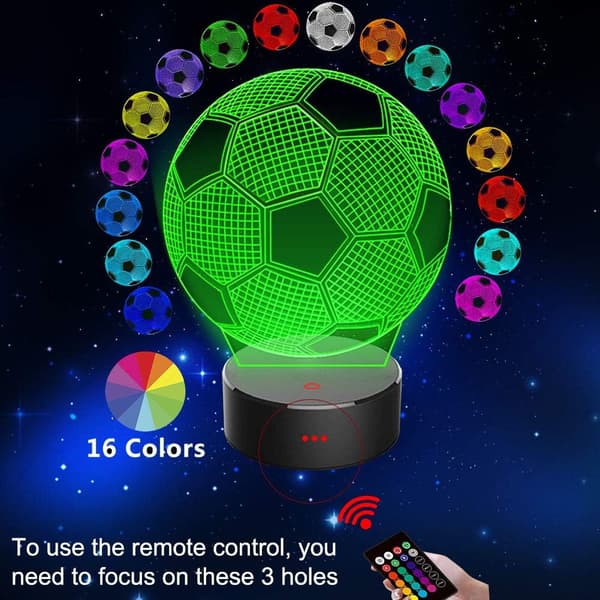 Fodbold 3D LED Natlampe til Piger, 3D Optisk Illusion L