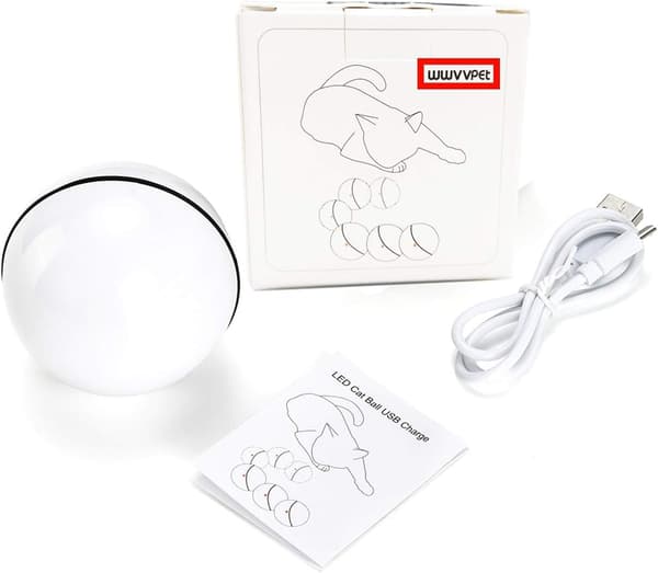 Dotpet Interaktiv Kattleke Ball med LED-lys, 360 Grader