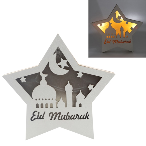 Ramadan Eid Mubarak Pentagram Lys Blød Lys Buksbom Bærbar Eid Håndværk LED Lys til Træ Have JM01941