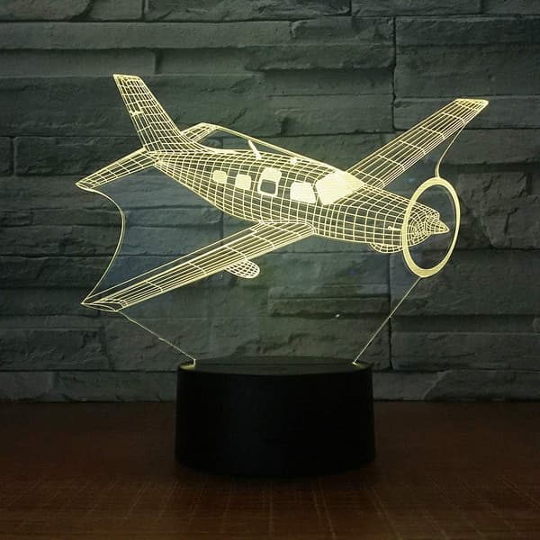 3D Fly Aircraft Natlampe Illusionslampe 7 Farveskift