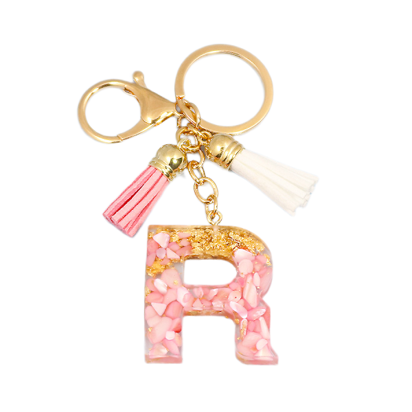 Söt initial nyckelring A-Z bokstav glittrande glitter nyckelring P R