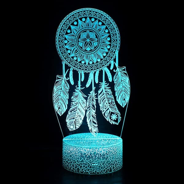3D Natlampe LED Illusion Skrivebordslampe 7 Farveskift