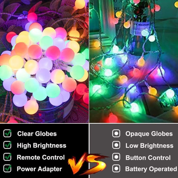 Färgglada ljusslingor med kontakt, 66 fot 200 LED-färgade globstrålar 200 LED