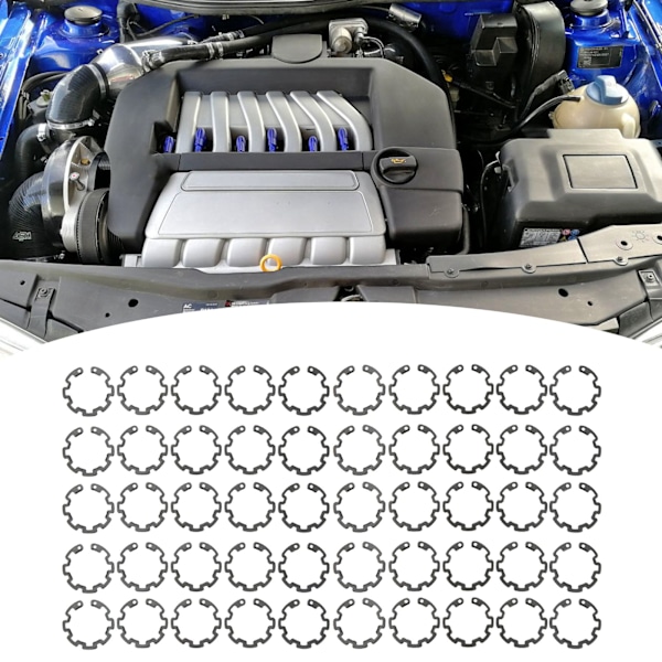 50 stk. 1,3 mm AC-kompressor koblings snap ring sort jern præcis pasform til 10S AC-kompressor koblingsaksel
