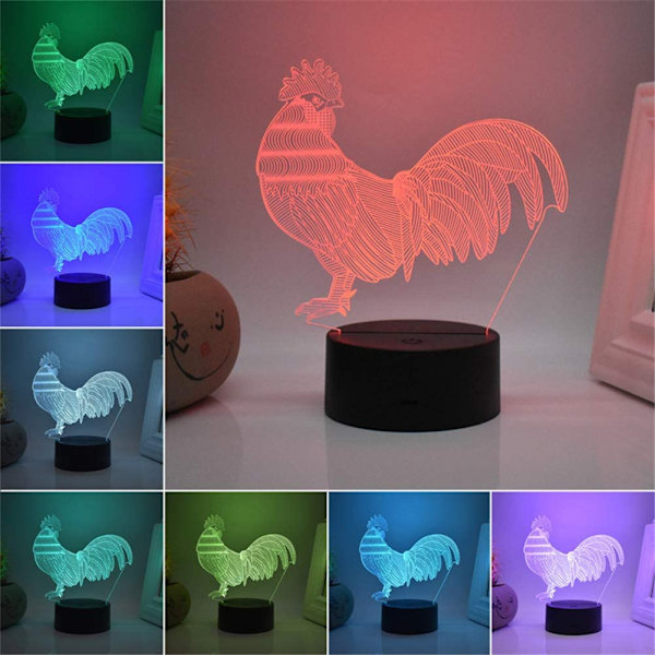 3D Illusjonsnattlamper for barn, dyremodellleke til jul