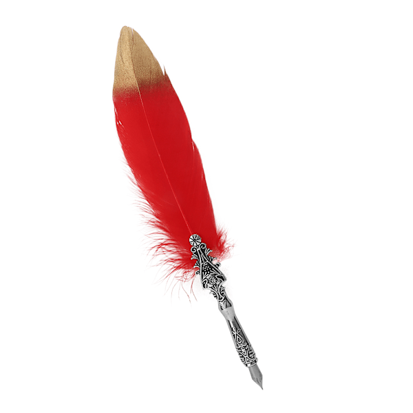 Europæisk Retro Fjer Dip Pen Legering Nibs Kalligrafi Skrivepen Gave (Rød)