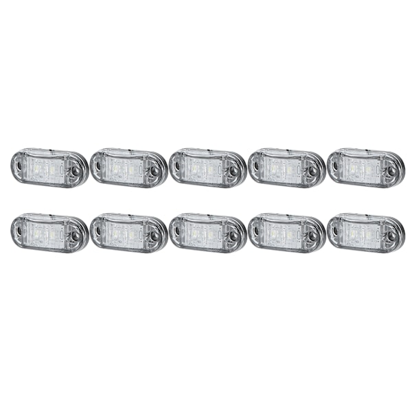 10 stk 2LED Sidelys Blinklys 10-30V Vanntett for Baklys Lastebil Hvit