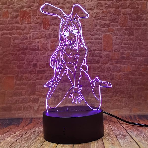 Bunny Girl Waifu Senpai Sakurajima Mai Pose Lamp 3D LED 16 C