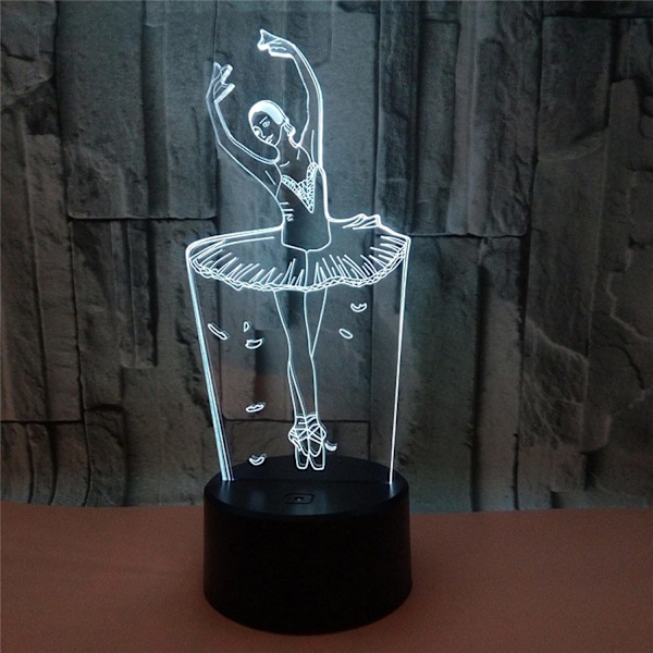 Balletdanser 3D Bordlampe 3D Illusion Kunst Natlampe USB Le