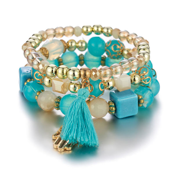 6 Set Bohemian Beads Armband Set för Kvinnor Flerskikts Tasse