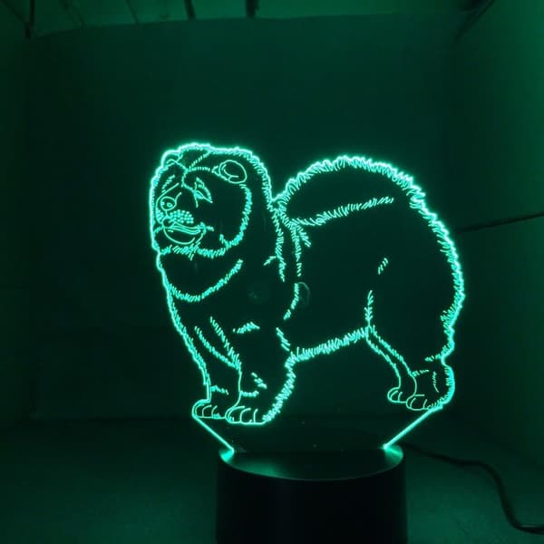 Chow Chow Hund 3D Lampe Natlys Børnelegetøj LED 3D Touch Bordlampe