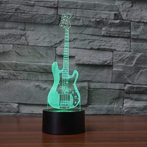 3D Elektrisk Gitarr Nattlampa Bas Not Bordlampa De