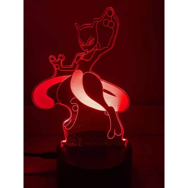 Tegneserie nattlys for kvinners bursdag - 7 fargeendrende 3D optisk illusjonslampe Jenter skrivebord LED berøringslampe