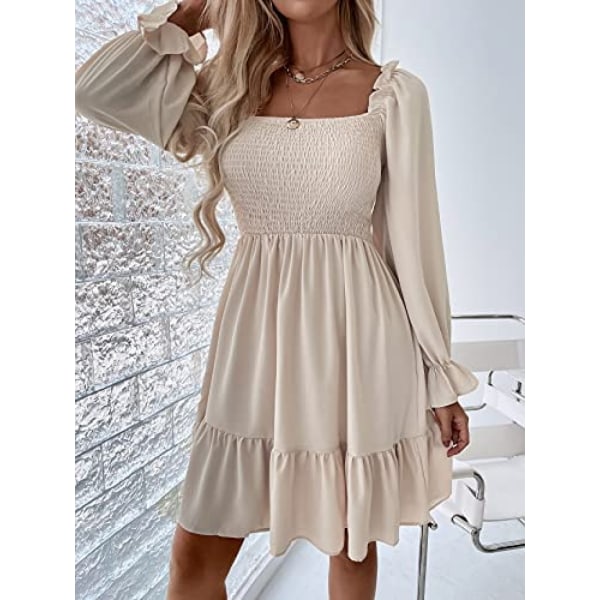 Kaulanauhainen A-linjainen lyhyt mekko (Beige, Yksi koko sopii kaikille)