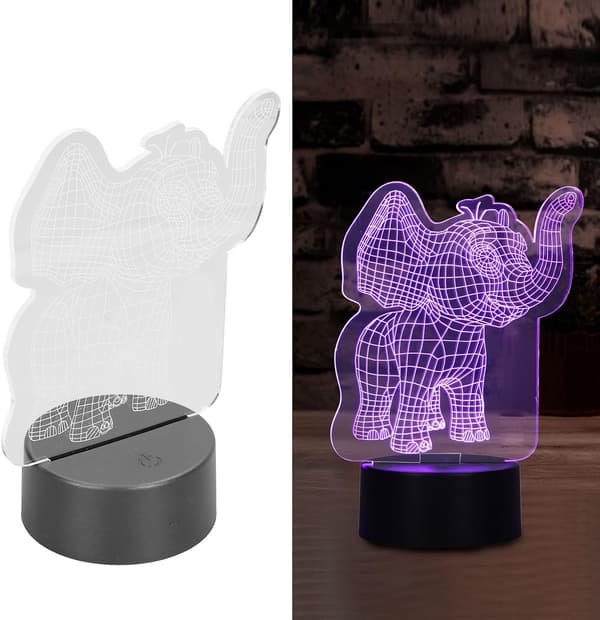Natlampe, 3D Natlampe USB-opladning 3D Elefantform 7
