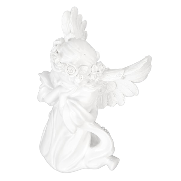 Harpiks Bedende Engel Figur Hvid Bøn Pige Vinkel Ornament Hold Kind Vinger Cherubs Skulptur til Bogreol Soveværelse Bryllupsdag Jubilæum