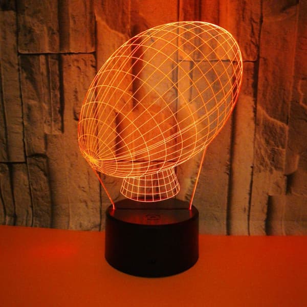 Rugby Natlampe, 3D Illusion LED Lampe, 7 Farver Dæmpbar m