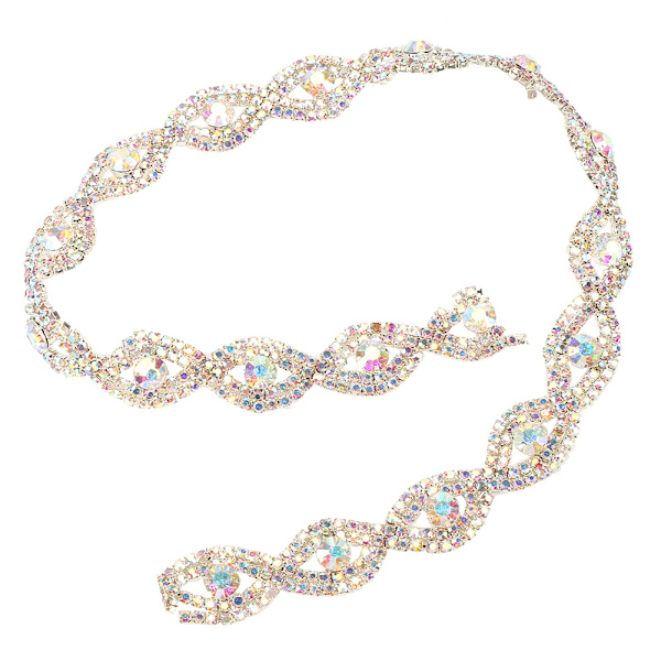 1 meter glitrende strassbåndskjede DIY-dekor 1,5 cm bredde (AB-rhinestone)