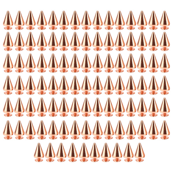 100 set Punk Cone Spikes Nitar Electropläterad Ros Guld Punk Cone Spikad Skruvnit Punk Stil Dekoration 9.5x15mm