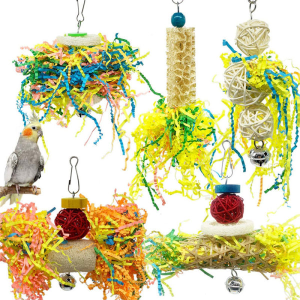 Fågelpapegoja hackade leksaker Parakit tuggleksaker Fågel Loofah leksaker
