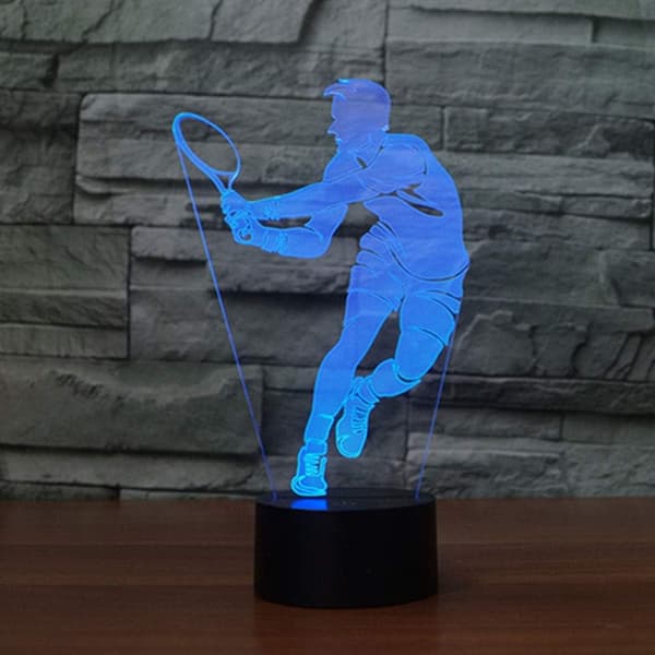 3D Optisk Illusjon Fargerikt Nattlys Tennis Touch USB LE