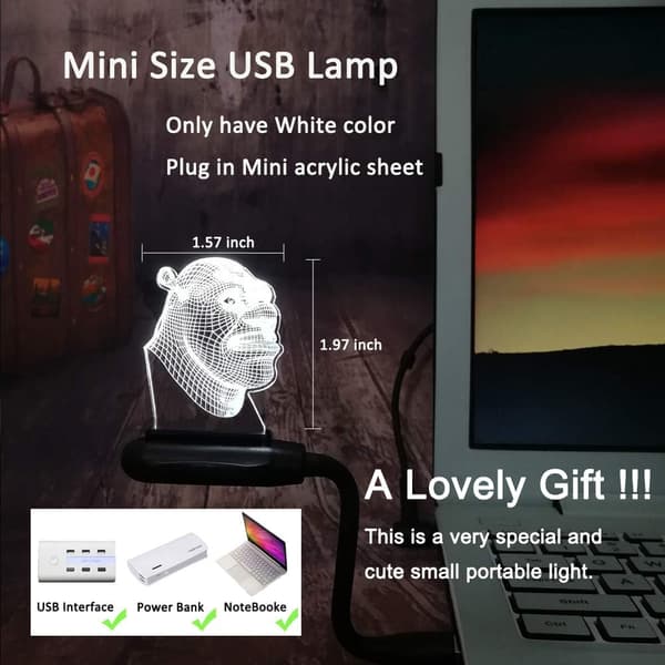 Tegneserie 3D-effekt Shrek Forever After Lampe 3D Optisk Illusjon