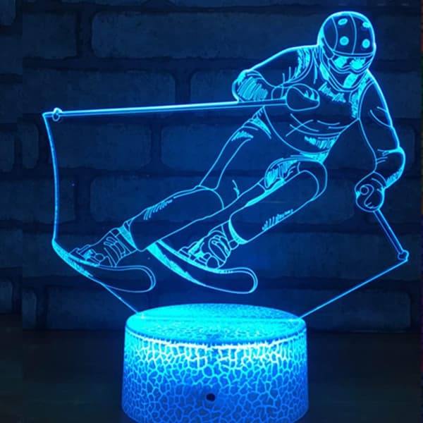 3D Ski Nattlys LED Lampe Illusjon 7 Fargeskiftende Tou