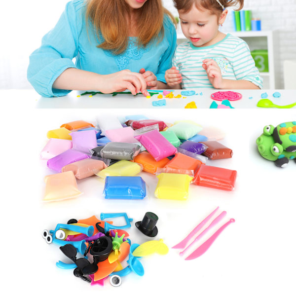 36 farver børns ler kit DIY super let modellering barn pædagogisk legetøj skulpturværktøjer