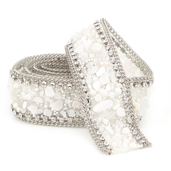 2,5 cm DIY Diamant Mesh Wrap Rulle Krystal Rhinestones Kæde Trim Bånd Dekoration (#04)