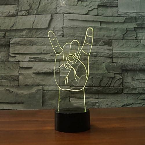 3D Rock Hand Nattlampe Illusjon Nattlys 7 Farger C