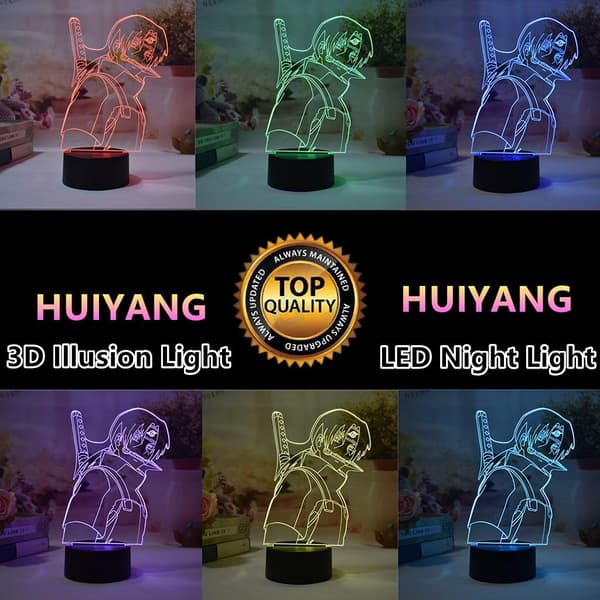 Anime Uchiha Itachi, 3D Nattlampe, 16 Farger Endrende LED N