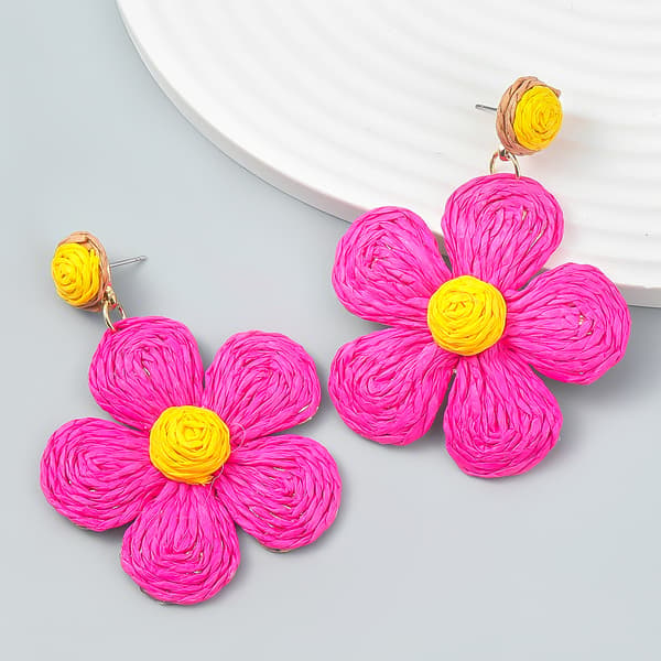 Raffia Øreringe Hot Pink Sommer Øreringe til Piger