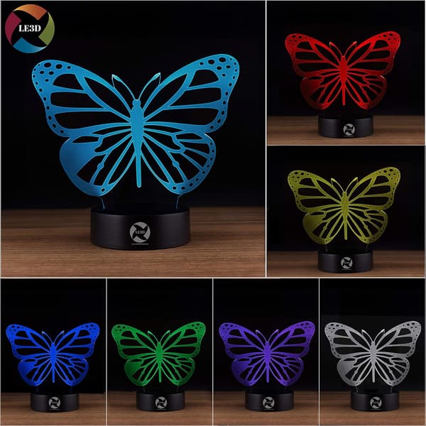 3D Optisk Illusions Natlampe - 7 LED Farveskiftende Lampe