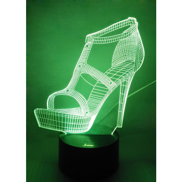 Högklackad 3D nattlampa LED-illusion, Loveboat 7 färger