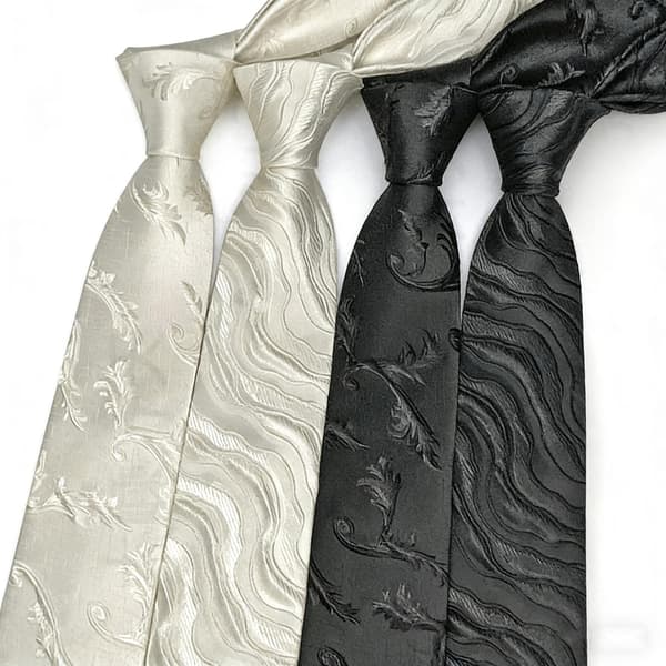 Klassisk Jacquard Slips til Mænd, 2,76\" × 57\", Elegant Mønstret Polyester Slips, Formelt Halstøj til Forretning, Bryllup, Fest & Daglig Brug A-white