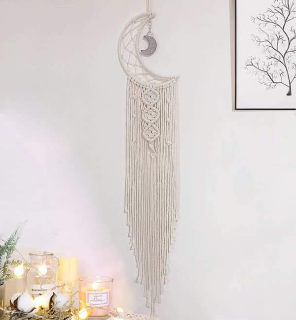 Månedrömmafångare, Boho Väggdekor för Sovrum, Flickrum, Tonåring, Pojkar, Mamma, Kvinnor moon no light