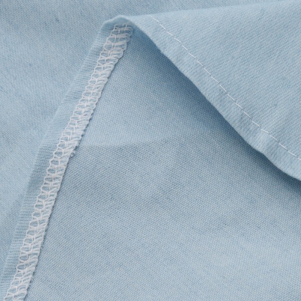 Klänning Kortärmad V-ringad Casual skjortklänningar (Himmelsblå L)